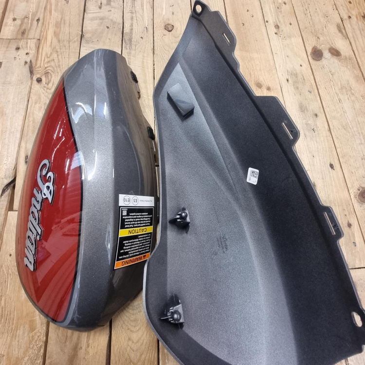 Indian FTR1200 fuel tank / airbox covers:  Titanium with Red Graphics